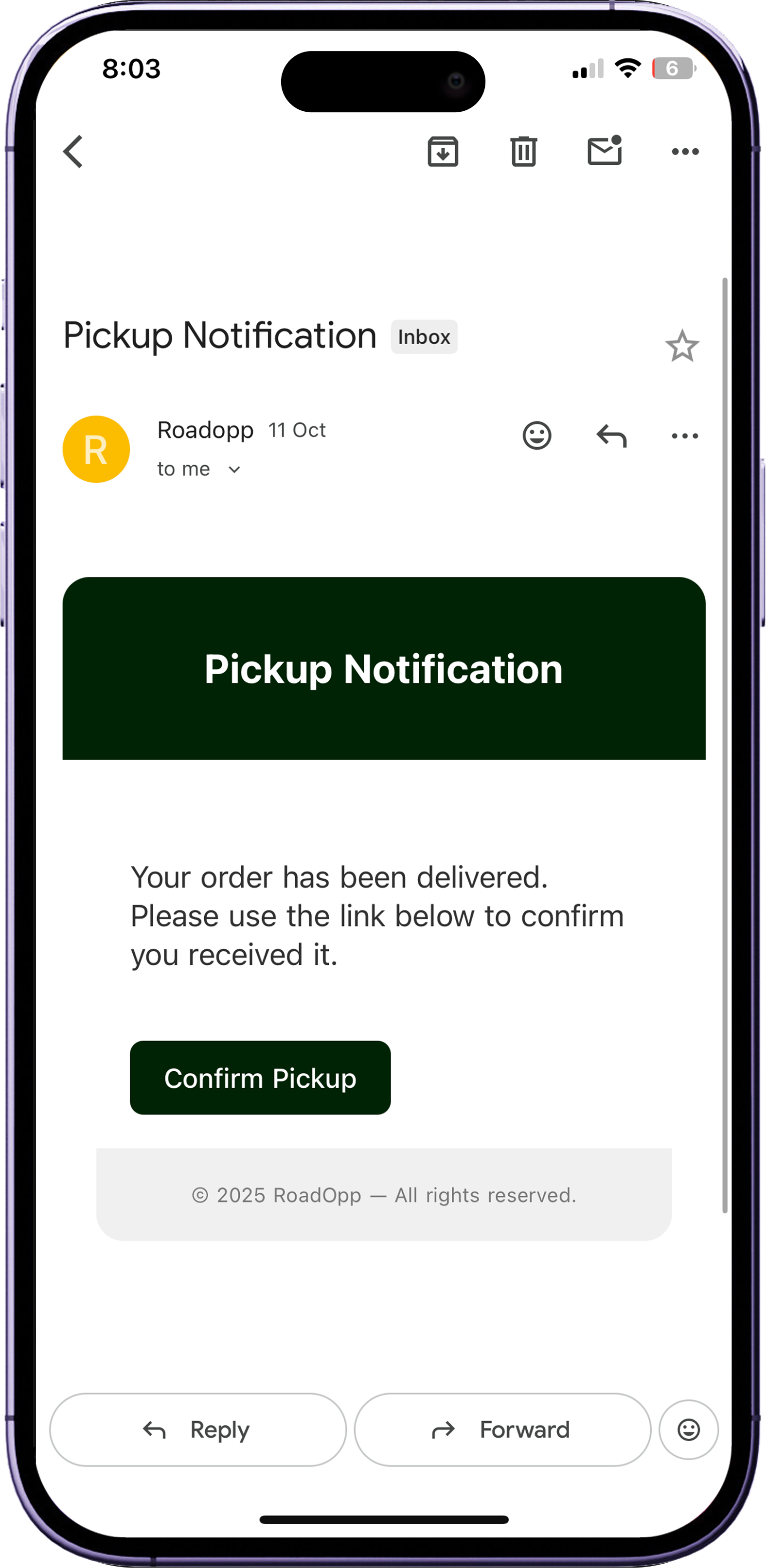 Pickup notification